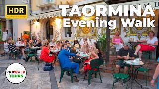 Taormina Sicily Evening Walking Tour - HDR 4K60fps with Captions