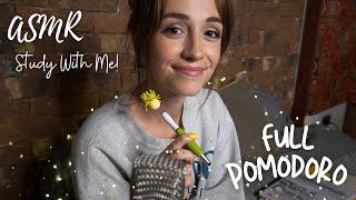 ASMR Study With Me FULL Pomodoro Session with Timer & Breaks With Gentle Rain