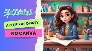 Como fazer foto Pixar Disney personagem com Canva design Inteligência artificial AI mascotinha