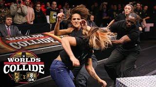 Tegan Nox attacks Dakota Kai in the crowd sparking an ugly brawl WWE Worlds Collide Jan. 25 2020