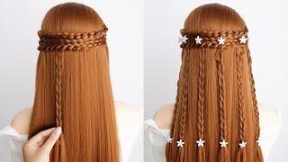 Effortless Hairstyle For Long Hair Girls – Simple Braid Hairstyle Half Up Half Down