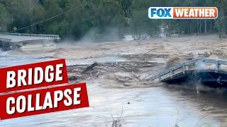 Get Out Of The Way Bridge Collapses Into Flooded Raging River In East Tennessee