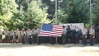 Troop 2 Flag Ceremony Camp Baker 2015