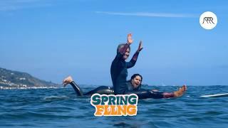 Spring Fling by Ryan Hackbarth  Kassia Meador Leah Dawson and Makala Smith surfing in Malibu