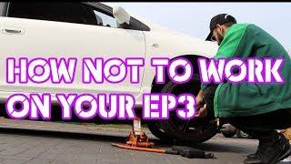 Dont try working on your EP3 Civic Type-R like this 