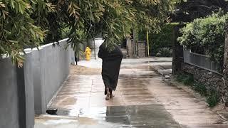 Homeless Man Barefoot with Blanket after Rain Venice Beach 32220