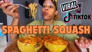 VIRAL TIKTOK SPAGHETTI SQUASH MUKBANG + COOKING