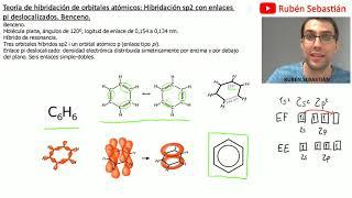 Hibridación sp2. Benceno. Enlace pi deslocalizado. Hibridación de orbitales atómicos.