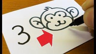 Very Easy！How to turn Numbers 1-5 into a Cartoon - Animals - How to Draw doodle art