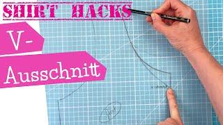 SHIRT HACK V-Ausschnitt aus Rundhals Ausschnitt konstruieren  Schnittmuster Anleitung  mommymade