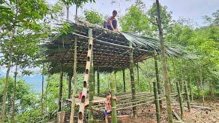 building a bamboo house and thatched roof - single mother