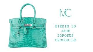 Hermes Birkin 30 Bag Jade Porosus Crocodile Palladium Hardware • MIGHTYCHIC •