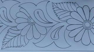 Hand embroidery nakshi kantha design drawing tutorialনকশীকাঁথা নকশা বর্ডার লাইন