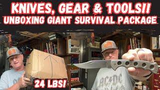 Unboxing GIANT Survival Package Knives Gear Tools - MUST SEE