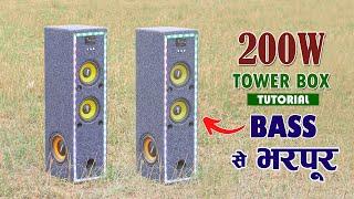 How to make a Professional 200W Tower Speaker Box at home with RGB Light {Part-01}