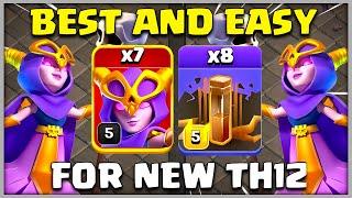 BEST AND EASY  7 SUPER WITCH + 8 EARTHQUAKE SPELL New Th12 Attack Strategy in Coc