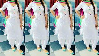 Summer White Punjabi Suit With Contrast Dupatta  White Salwar Suit  White Color Combination Suits