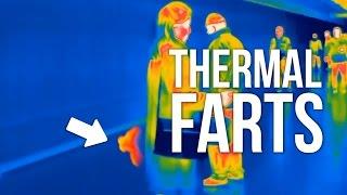 People farting on thermal camera in public