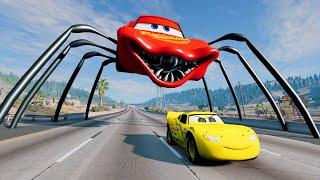 Epic Escape From The Lightning McQueen Head Eater  Car VS Lightning McQueen Head Eater BeamNG.Drive