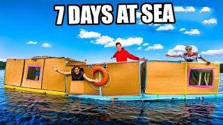 Worlds Biggest BOX FORT House Boat On A LAKE - 7 Day Adventure MEGA MOVIE