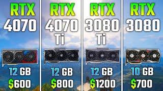 RTX 4070 vs RTX 4070 Ti vs RTX 3080 Ti vs RTX 3080  Test in 7 Games