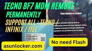 Tecno BF7 MDM Remove Permanently without Flash - MDM Remove Tecno infinix itel #mdmremove #mdm