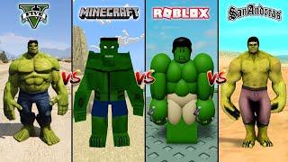 GTA 5 Hulk vs Minecraft Hulk vs Roblox Hulk vs GTA SA Hulk - WHO IS BEST?