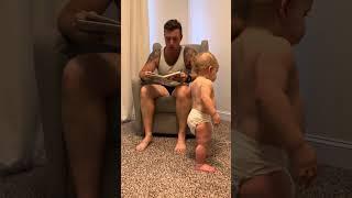 Sit in my lap and listen to a story #baby #dad #reading #dadlife