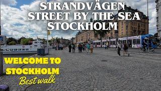 Welcome to Stockholm . Walk on Strandvägen beside the Sea.