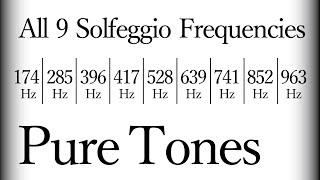 All 9 Solfeggio Frequencies  Pure Tones