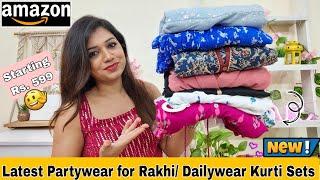 Amazon PartywearDailywear Kurti Set Haul  Latest Stylish KurtisDress Amazon Haul  Pinks House