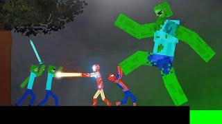 Spider-Man and Ironman vs Zombie Attack on Acid Sea in People Playground