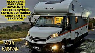 SATILIK EV GİBİ SIFIR KM. OTOMATİK ALKOVEN Lİ KARAVAN  FİYATI VİDEODA  ARTIO CARAVAN.