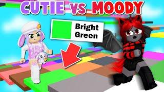 CUTIE vs MOODY who can reach THE TOP FIRST  Roblox