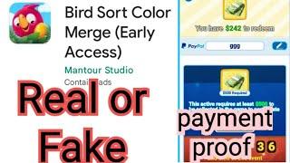 Bird Sort Color Merge app real or fake  Bird sort Color App Withdraw Proof  Bird sort color merge