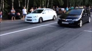 Honda Civic 1 8 Turbo220 Hp VS Hyndai Solaris 1 6 MT