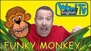 Funky Monkey Dance for Kids from Steve and Maggie  English Story on Wow English TV  Free speaking