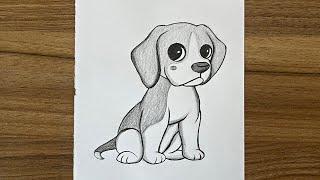 How to draw a cute dog step by step  Easy drawing for beginners  Pencil sketch for beginners