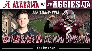 Sabans Revenge on Manziel #1 Alabama vs. #6 Texas A&M 2013 September 14