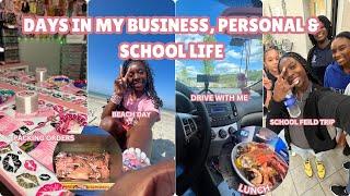 DAYS IN MY BUSINESS & PERSONAL LIFE  school field trip packing orders beach day drive with me