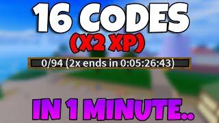 All 16 DOUBLE XP CODES In 1 Minute... Blox Fruits