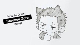 How To Draw Roronoa Zoro Easy  Step By Step  Onepiece  Easy Drawing