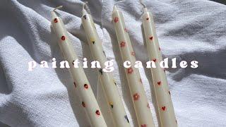 Paint Aesthetic Candles with me  Painting taper candles with acrylic paint dollar store diy 2023