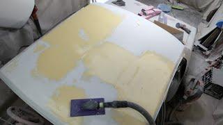 Applying Body Filler LH Torana Roof