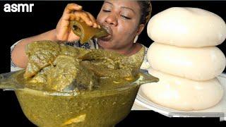 African food mukbang black soup and fufu Nigeria food ASMR