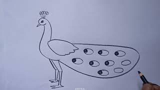 how to draw peacock drawing easy step by step@Aarav Drawing Creative