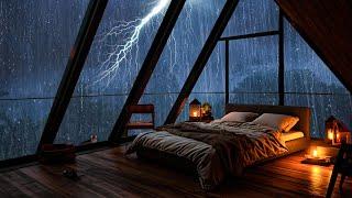 Rain Sounds for Sleeping - Heavy Rain and Strong Thunder Relax for Quick Sleep Goodbye Stress ASMR