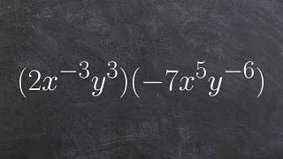 Multiplying two monomials using properties of exponents