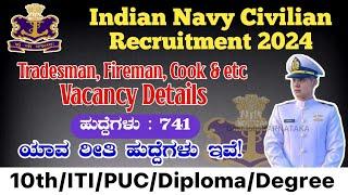 Indian Navy Civilian Recruitment 2024 Navy Tradesman & Fireman Vacancy 2024  Navy Civilian Staff