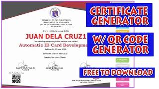 Free Certificate Generator with QR Code Generator  Excel